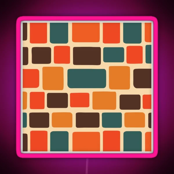 Mid Century Modern Square Pattern RGB Neon Sign