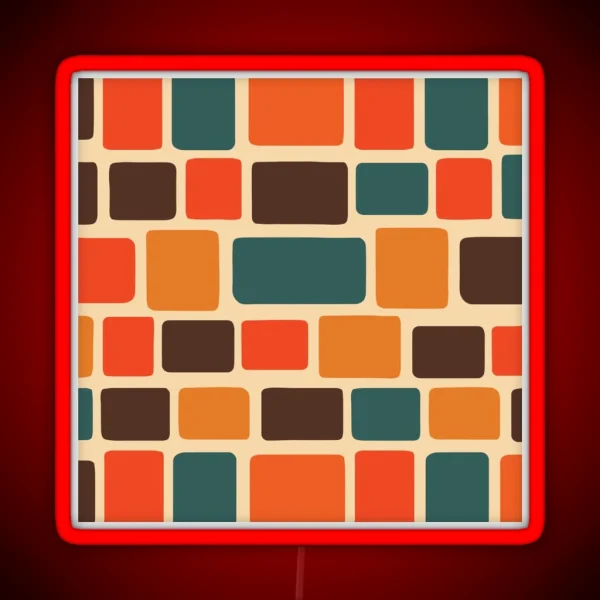 Mid Century Modern Square Pattern RGB Neon Sign