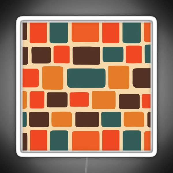 Mid Century Modern Square Pattern RGB Neon Sign