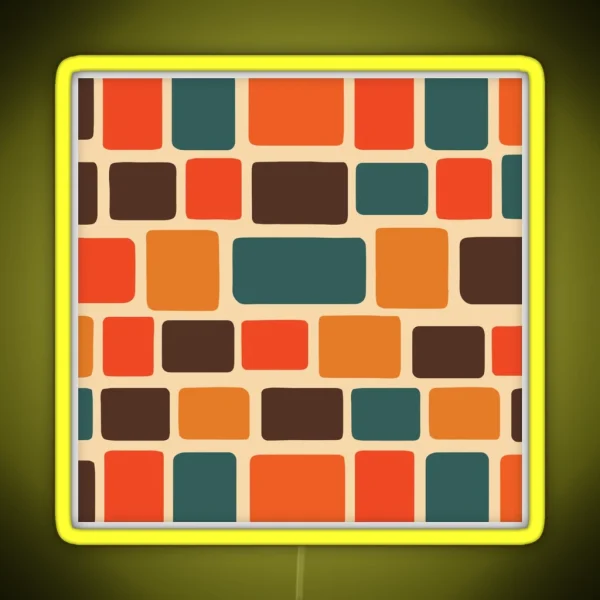 Mid Century Modern Square Pattern RGB Neon Sign
