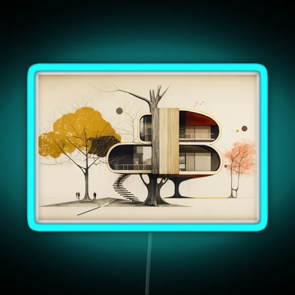 Mid Century Modern Treehouse RGB Neon Sign