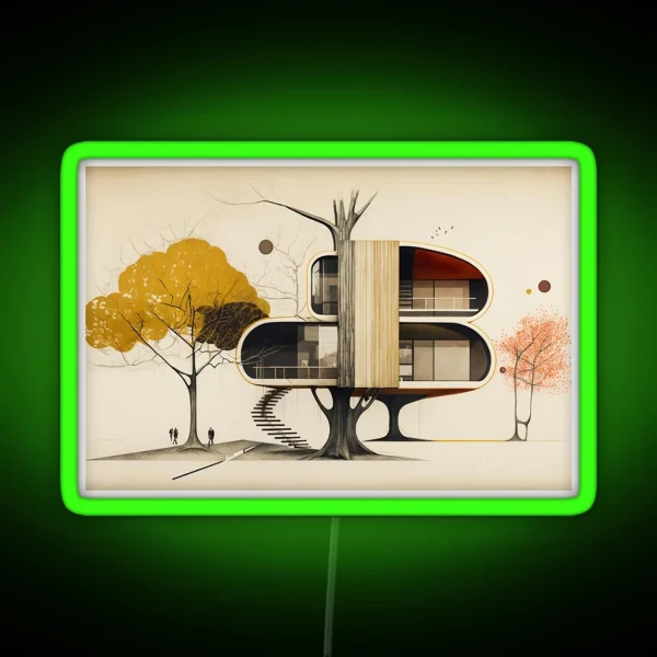 Mid Century Modern Treehouse RGB Neon Sign