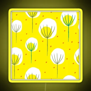 Mid Century Modern Yellow Abstract Floral Design Pattern RGB Neon Sign