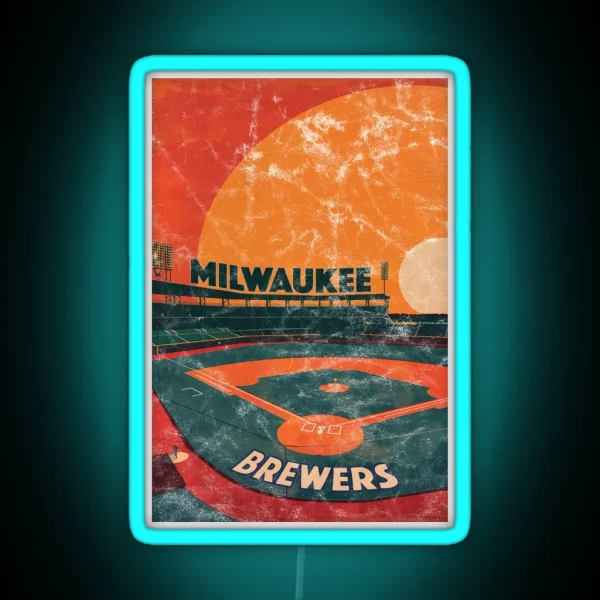 Midcentury Milwaukee Brewers Stadium RGB Neon Sign