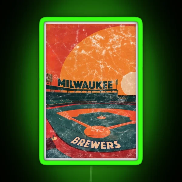 Midcentury Milwaukee Brewers Stadium RGB Neon Sign