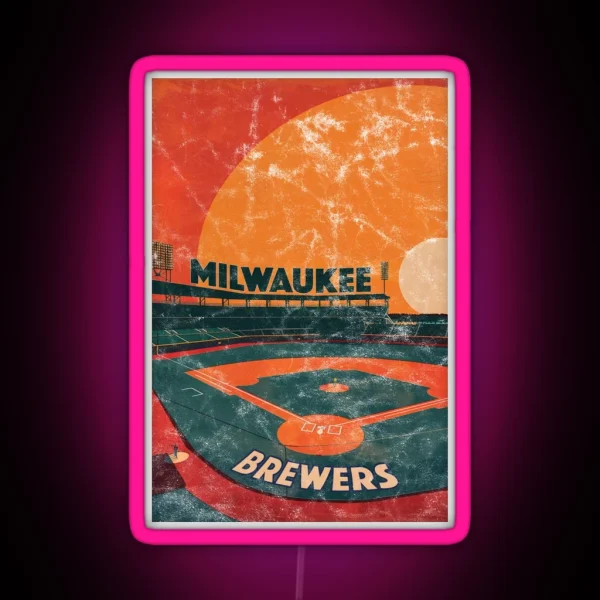 Midcentury Milwaukee Brewers Stadium RGB Neon Sign