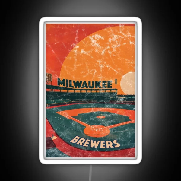 Midcentury Milwaukee Brewers Stadium RGB Neon Sign