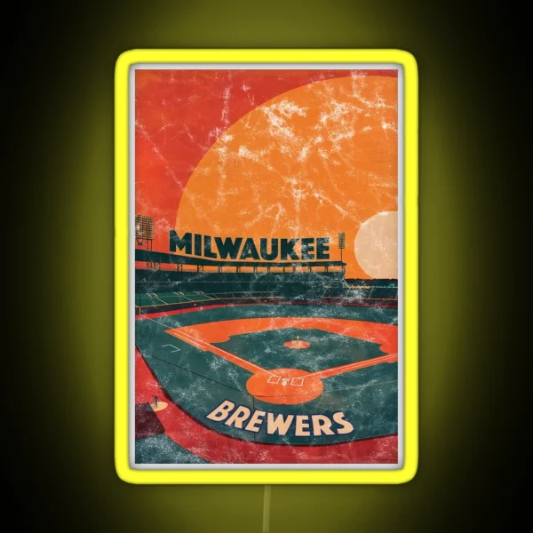 Midcentury Milwaukee Brewers Stadium RGB Neon Sign