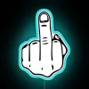 Colorful middle finger rebellion statement wall decor made with neon lights