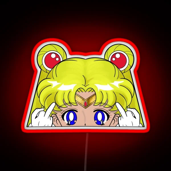 Middle Finger Sailor Anime Moon Magical Girl Blonde RGB Neon Sign