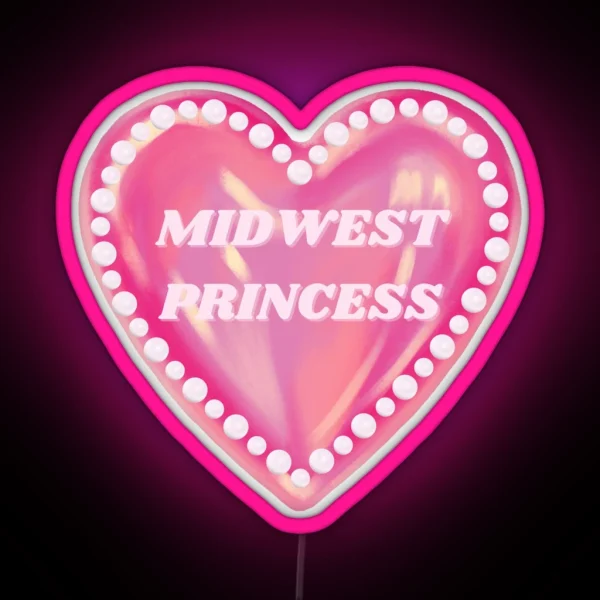 Midwest Princess Pink Heart With Pearls Chappell Roan RGB Neon Sign