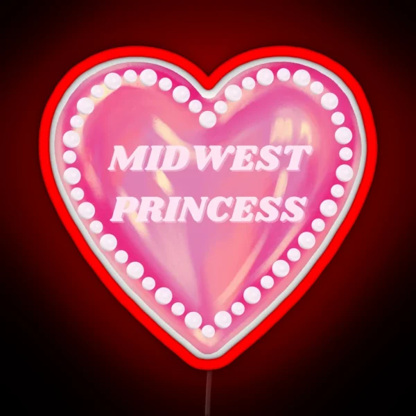 Midwest Princess Pink Heart With Pearls Chappell Roan RGB Neon Sign