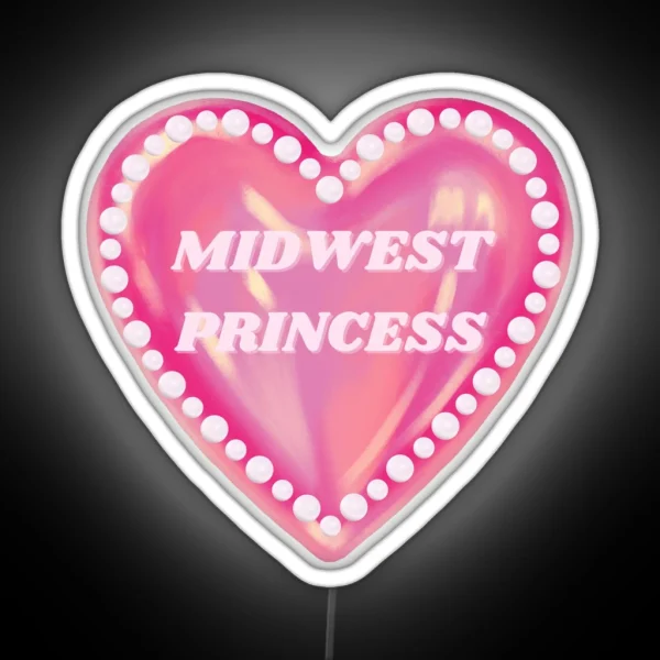 Midwest Princess Pink Heart With Pearls Chappell Roan RGB Neon Sign