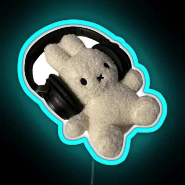 Miffy Bunny With Headphone Led RGB Neon Sign