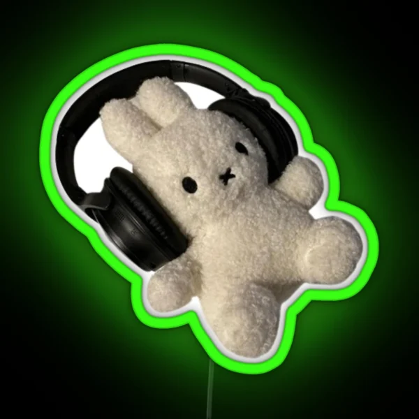 Miffy Bunny With Headphone Led RGB Neon Sign