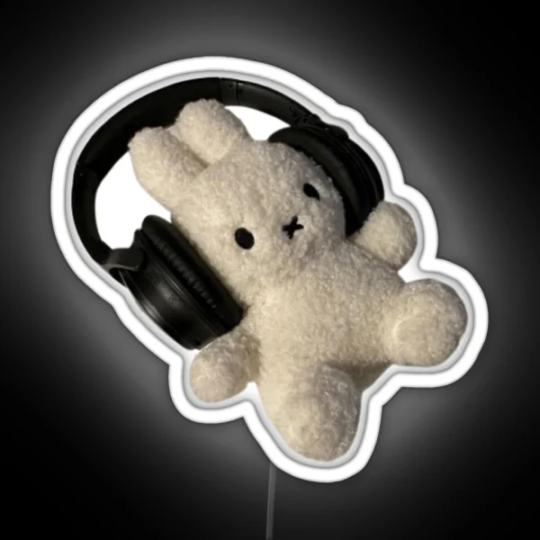 Miffy Bunny With Headphone Led RGB Neon Sign
