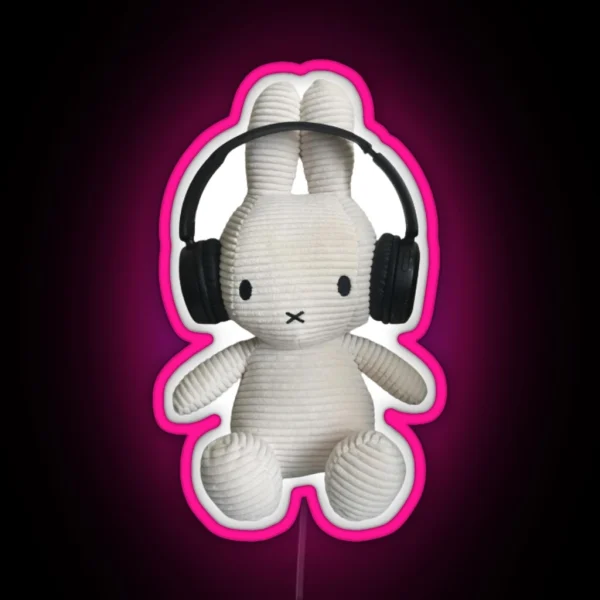 Miffy Bunny With Headphones RGB Neon Sign