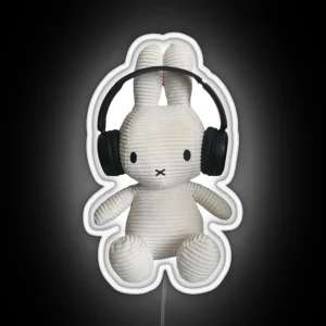 Miffy Bunny With Headphones RGB Neon Sign