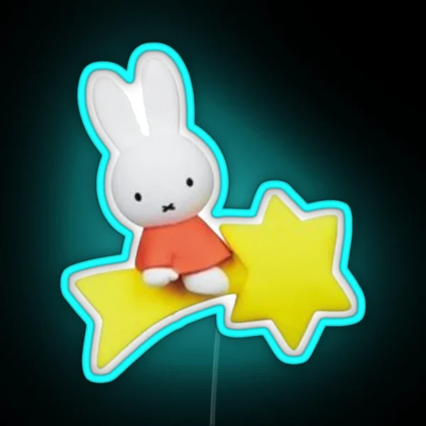 Miffy On A Shooting Star RGB Neon Sign