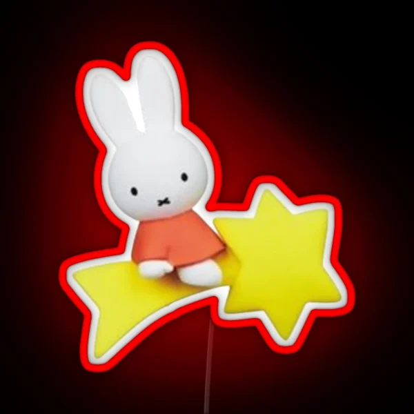 Miffy On A Shooting Star RGB Neon Sign