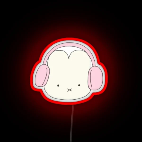 Miffy With Pink Headphones RGB Neon Sign