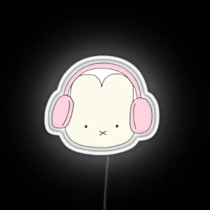 Miffy With Pink Headphones RGB Neon Sign