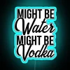 Vibrant RGB LED sign with ambiguous liquid possibilities humor.