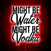 Neon sign with ambiguous humor, 'Might Be Water Might Be Vodka'