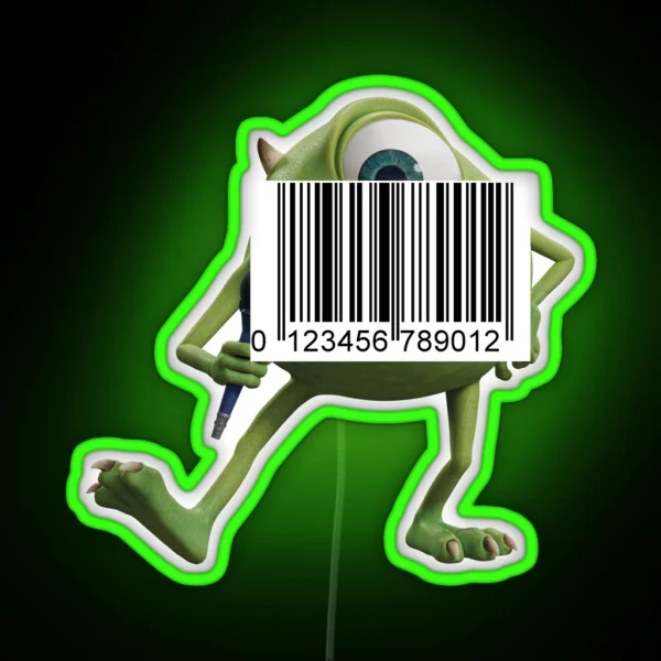 Mike Wazowski Barcode Monsters Inc RGB Neon Sign