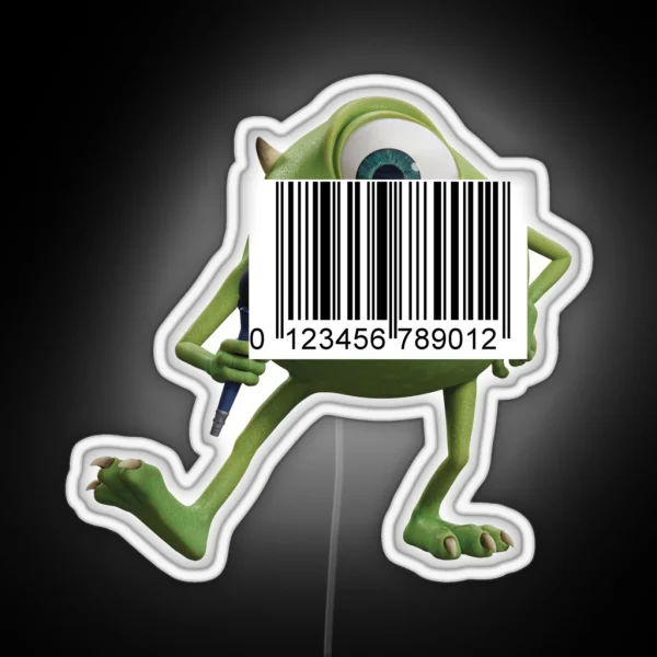 Mike Wazowski Barcode Monsters Inc RGB Neon Sign