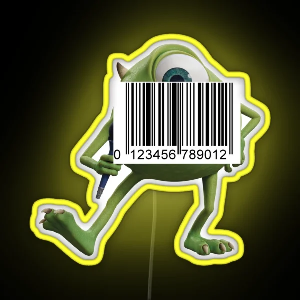 Mike Wazowski Barcode Monsters Inc RGB Neon Sign