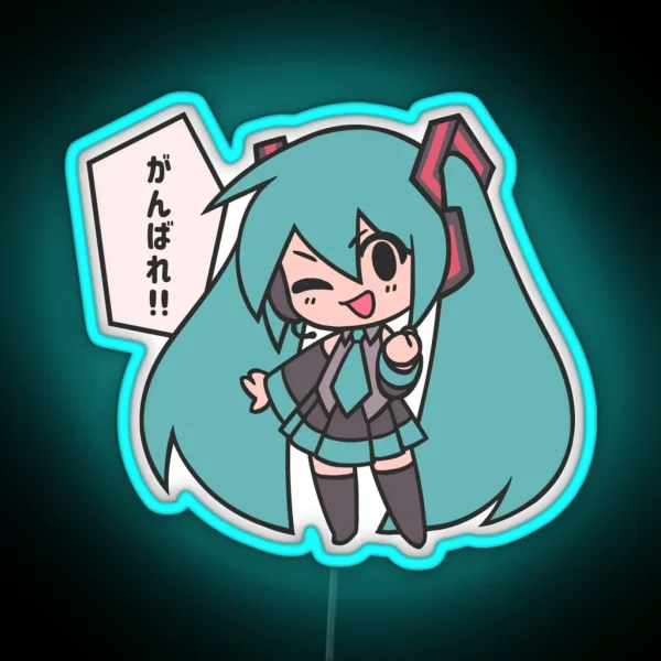 Miku Ganbare Ganbatte Chibi RGB Neon Sign