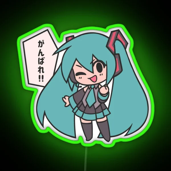 Miku Ganbare Ganbatte Chibi RGB Neon Sign
