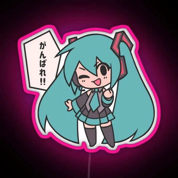 Miku Ganbare Ganbatte Chibi RGB Neon Sign