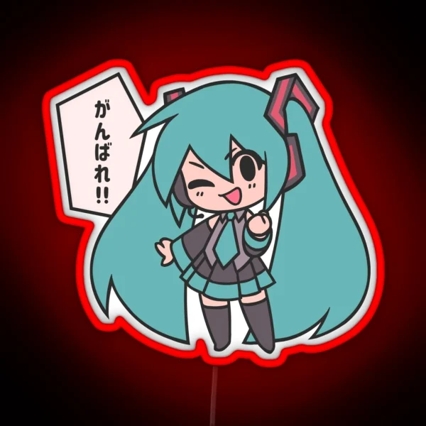 Miku Ganbare Ganbatte Chibi RGB Neon Sign