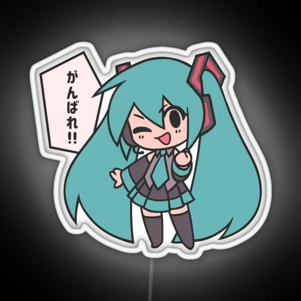 Miku Ganbare Ganbatte Chibi RGB Neon Sign