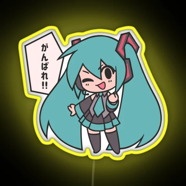 Miku Ganbare Ganbatte Chibi RGB Neon Sign