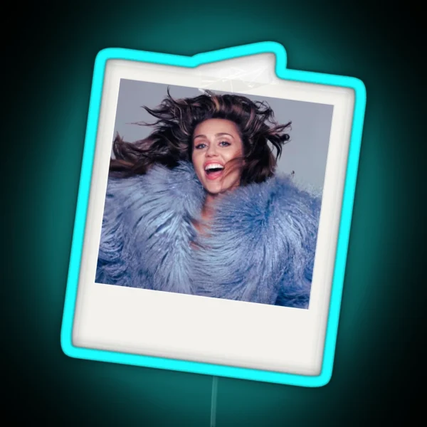Miley Fluffy Blue Coat Instant Photo RGB Neon Sign