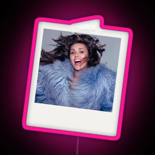Miley Fluffy Blue Coat Instant Photo RGB Neon Sign