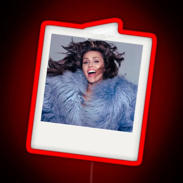 Miley Fluffy Blue Coat Instant Photo RGB Neon Sign