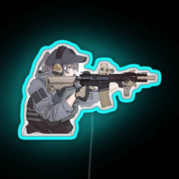 Military Anime Girl RGB Neon Sign