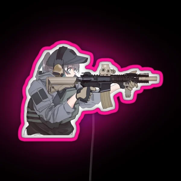 Military Anime Girl RGB Neon Sign