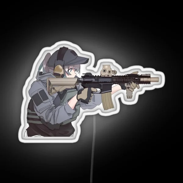 Military Anime Girl RGB Neon Sign