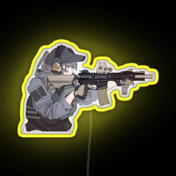 Military Anime Girl RGB Neon Sign