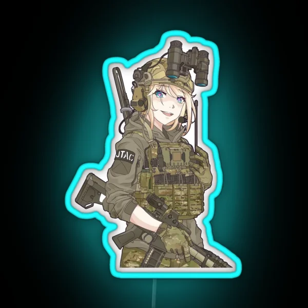 Military Anime Girl Special War RGB Neon Sign