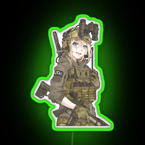 Military Anime Girl Special War RGB Neon Sign