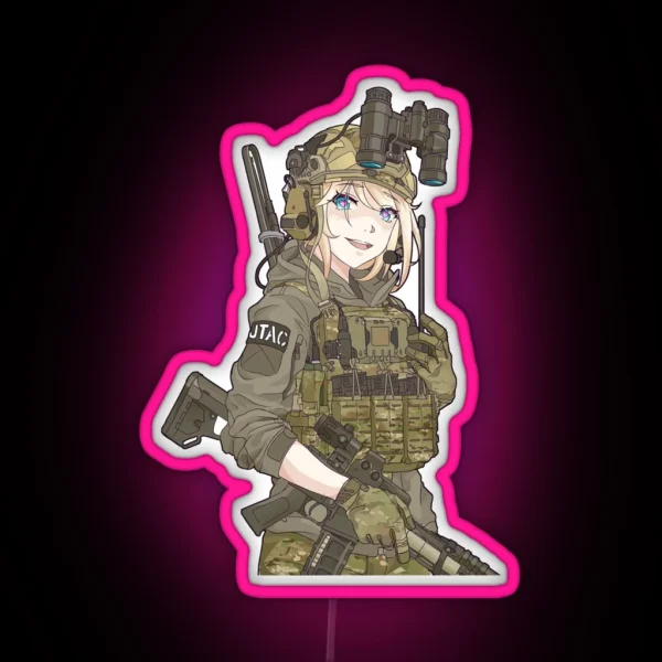 Military Anime Girl Special War RGB Neon Sign