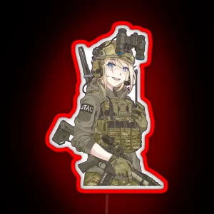 Military Anime Girl Special War RGB Neon Sign