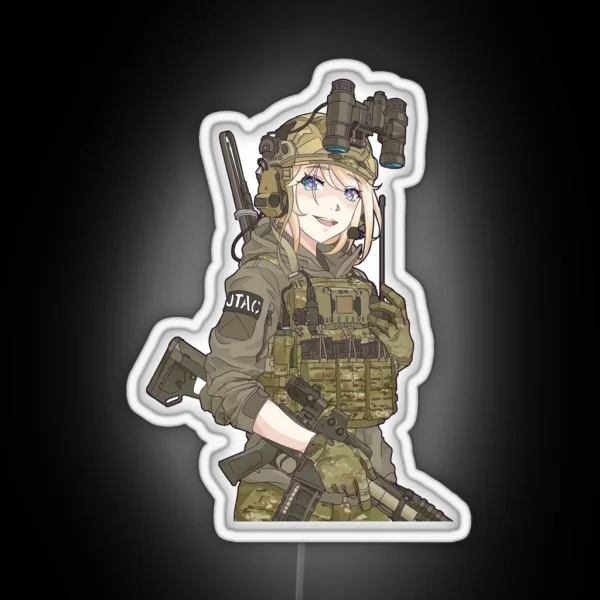 Military Anime Girl Special War RGB Neon Sign