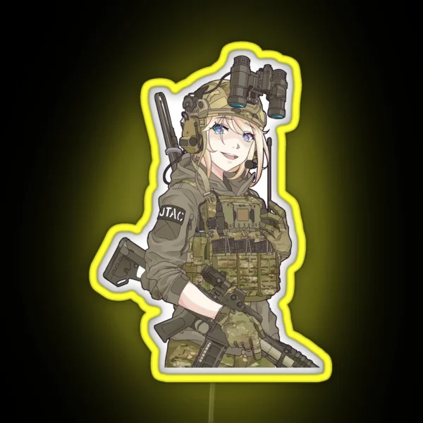 Military Anime Girl Special War RGB Neon Sign